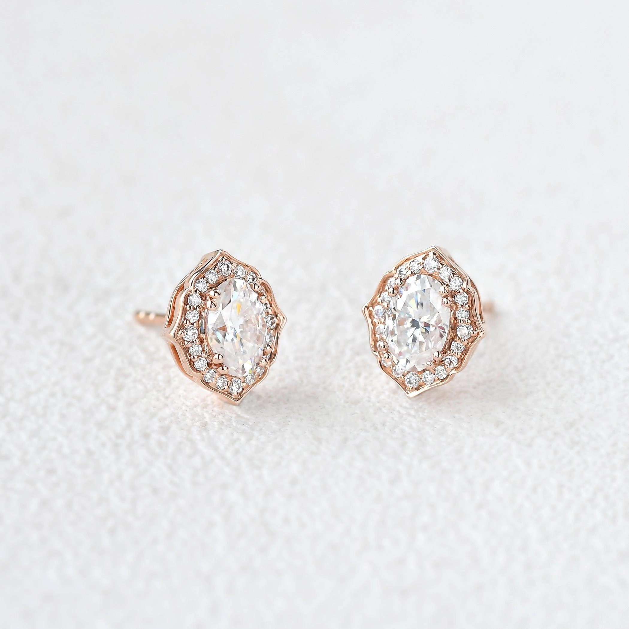 0.8ct Moissanite Geometric Halo Earrings Timeless Set