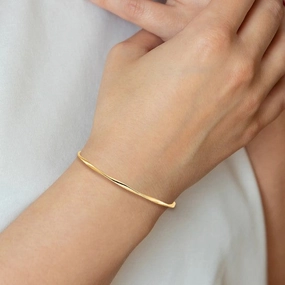 10k Yellow Gold 3mm Polished Slip-On Bangle Bracelet 7 inch Twisted Comfort Wear