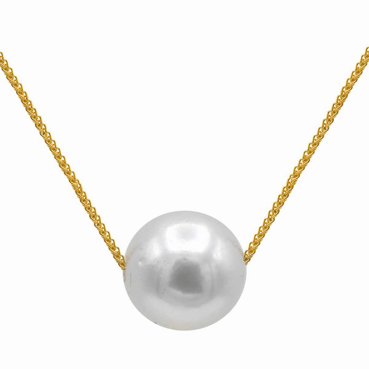 For Grandpa 11mm South Sea Cultured Pearl on a 18 inch 18K Yellow Gold Wheat Necklace