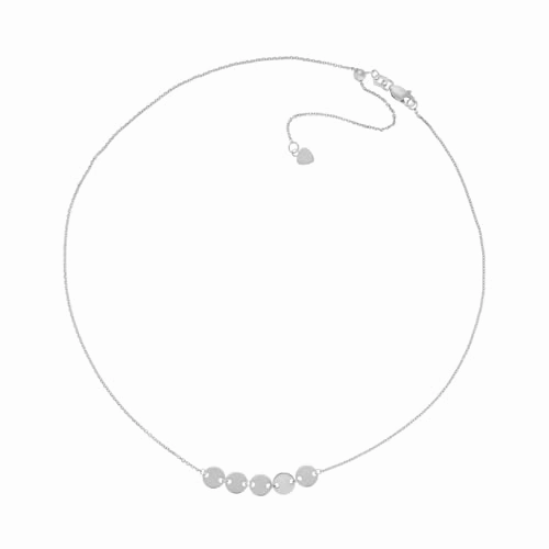 14k White Gold Disk Chain Necklace Adjustable Length Luxury Set Stylish Fashion