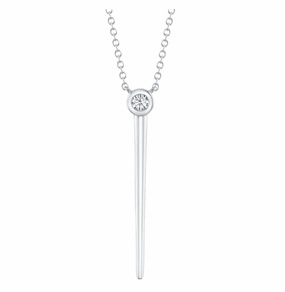 14K White Gold Round Shape Diamond Drop Pendant with a 14K White Gold Cable Link Necklace (.08ctw) Formal Adornment