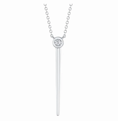 14K White Gold Round Shape Diamond Drop Pendant with a 14K White Gold Cable Link Necklace (.08ctw) Formal Adornment