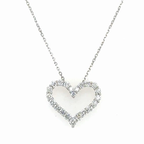 Beautiful Item 14K White Gold Round Shape Diamond Heart Pendant (.60ctw)