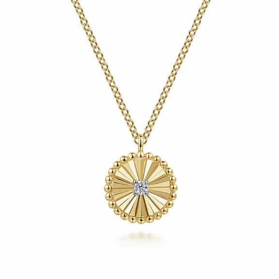 14K White-Yellow Gold Diamond Cut Bujukan Diamond Cut Pendant Necklace Versatile Craft Graceful Choice