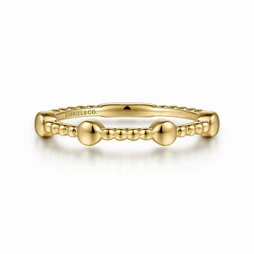 14K Yellow Gold Bujukan Ball Station Stackable Ring Fresh Detail