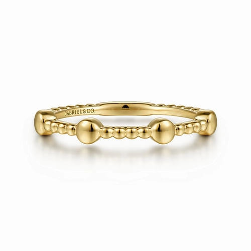 14K Yellow Gold Bujukan Ball Station Stackable Ring Fresh Detail