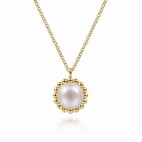 14K Yellow Gold Bujukan Pearl Pendant Necklace Timeless Edge