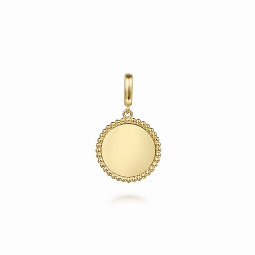 Crisp Style 14K Yellow Gold Bujukan Round Personalized Medallion Pendant