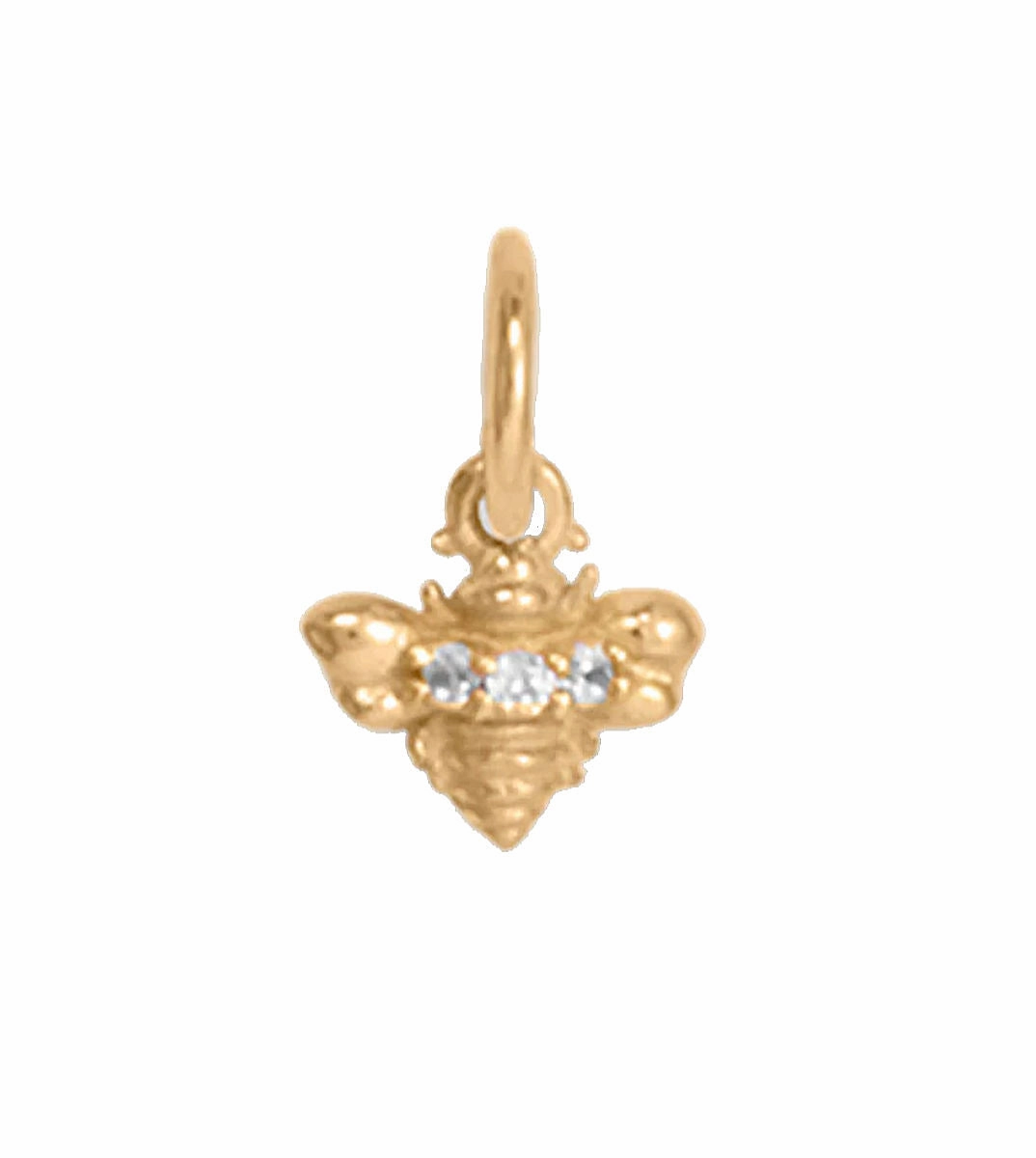 14k Yellow Gold Bumble Bee Charm with Cubic Zirconia Sunset Look