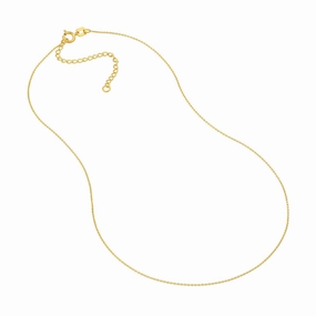 Special Day Classic Look 14k Yellow Gold Cable Chain Adjustable 13 to 15 inches 0.70mm