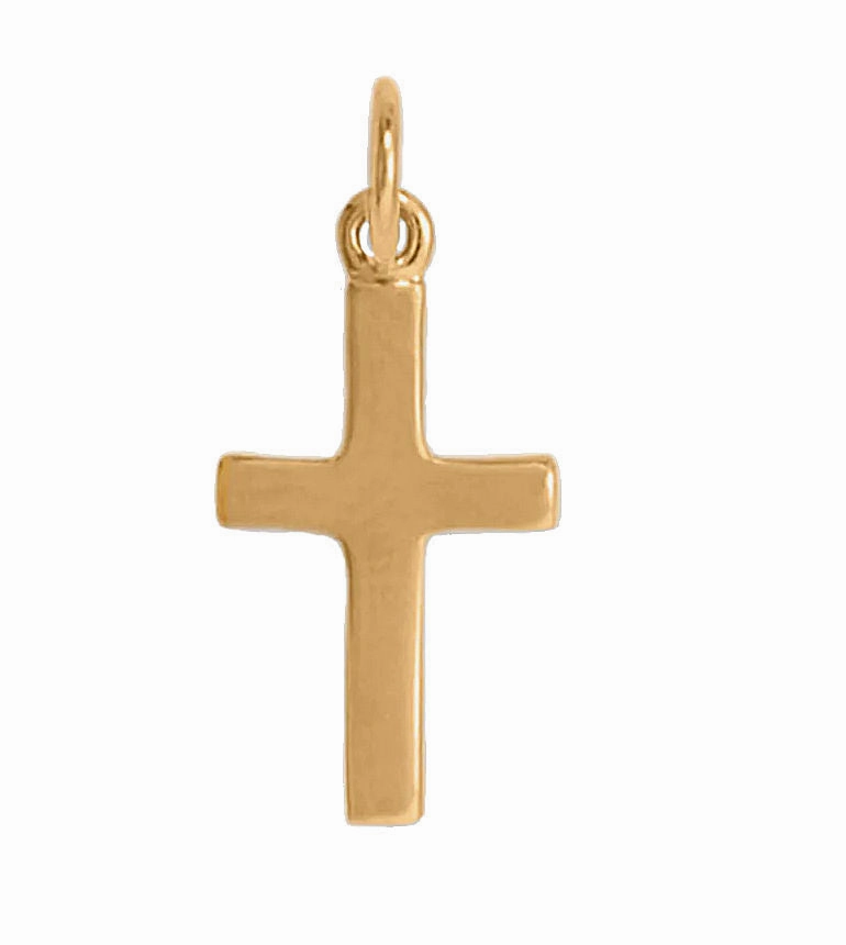 Smart Casual 14k Yellow Gold Cross Charm 12.5x8mm