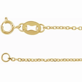 14K Yellow Gold Diamond Cut Cable Chain - 7" Bracelet Friendly Gift