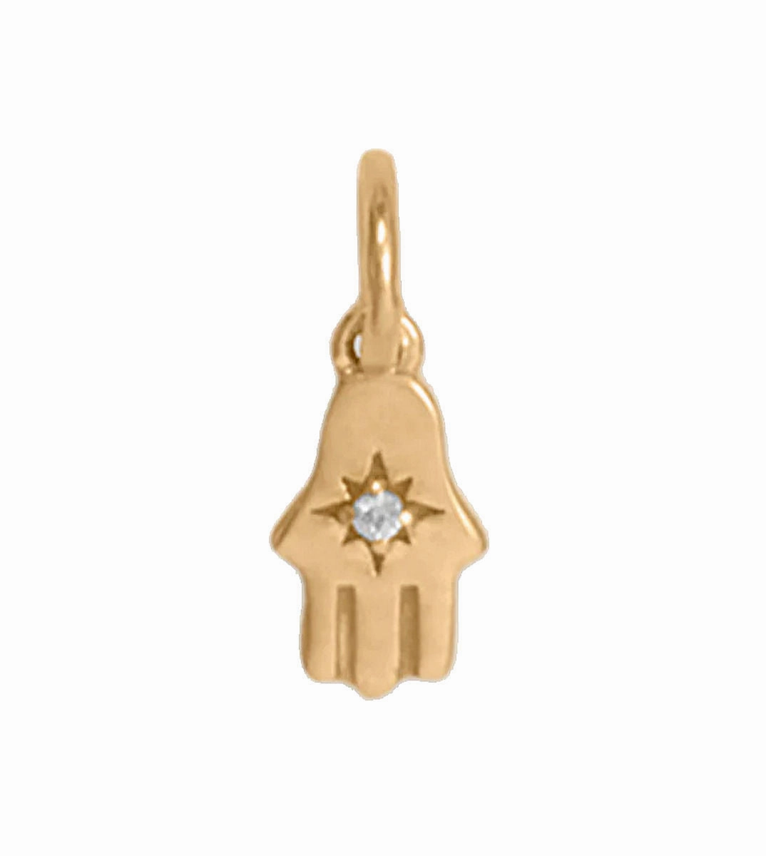 14k Yellow Gold Hamsa Hand Charm with Cubic Zirconia Luxury Collection Urban Mood