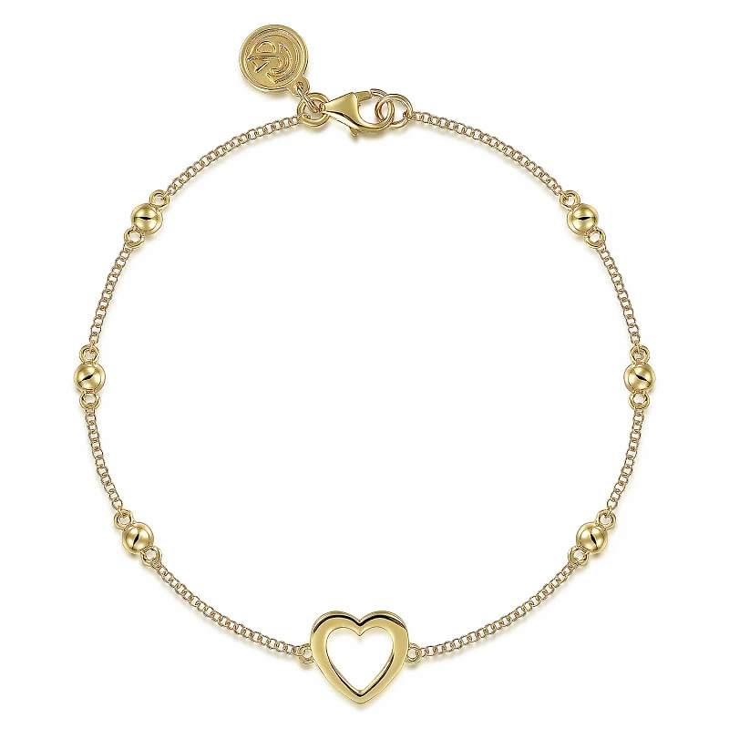 14K Yellow Gold Open Heart Bujukan Chain Bracelet Radiant Form Modern Elegance