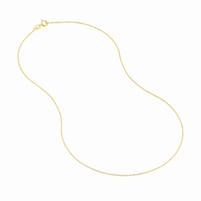 Muted Style Sophisticated Edge 14k Yellow Gold Sparkle Singapore Chain 0.5mm 18-inch length