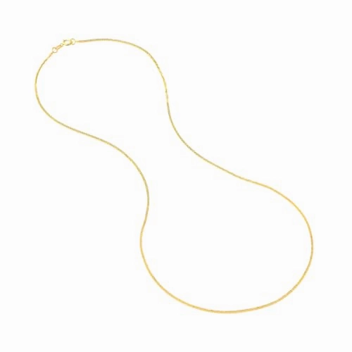 Distinctive Shine Fashion Daily 14k Yellow Gold Square Wheat Chain Necklace 0.85mm 020 Gauge
