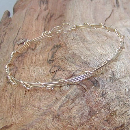 Modern Spin 14kt Gold Filled 4-Strand Wire Wrapped Stackable Bracelet  SSSwa