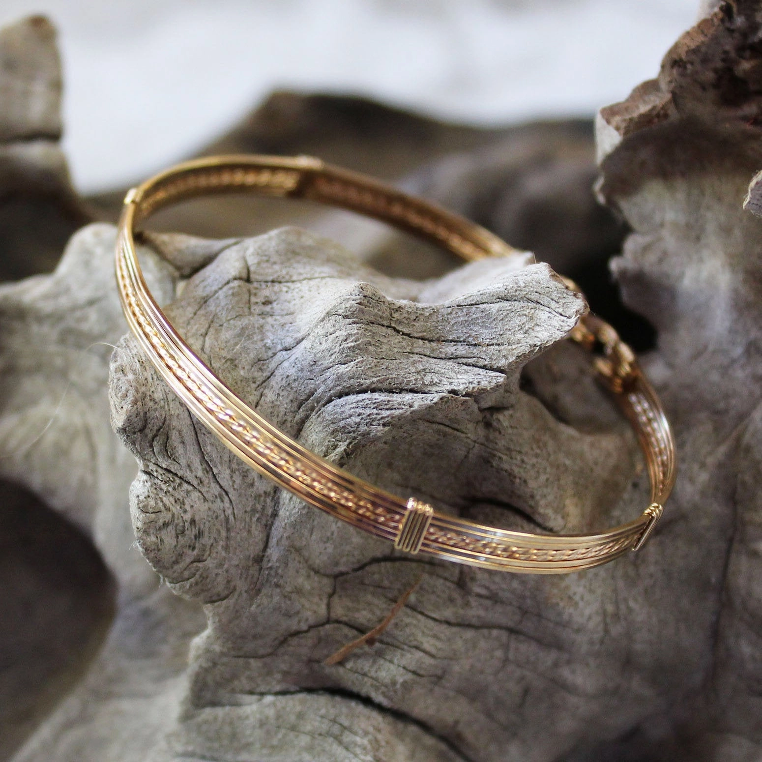 Family-Friendly 14kt Gold Filled 6-Strand Wire Wrapped Stackable Bracelet  SSTTSS