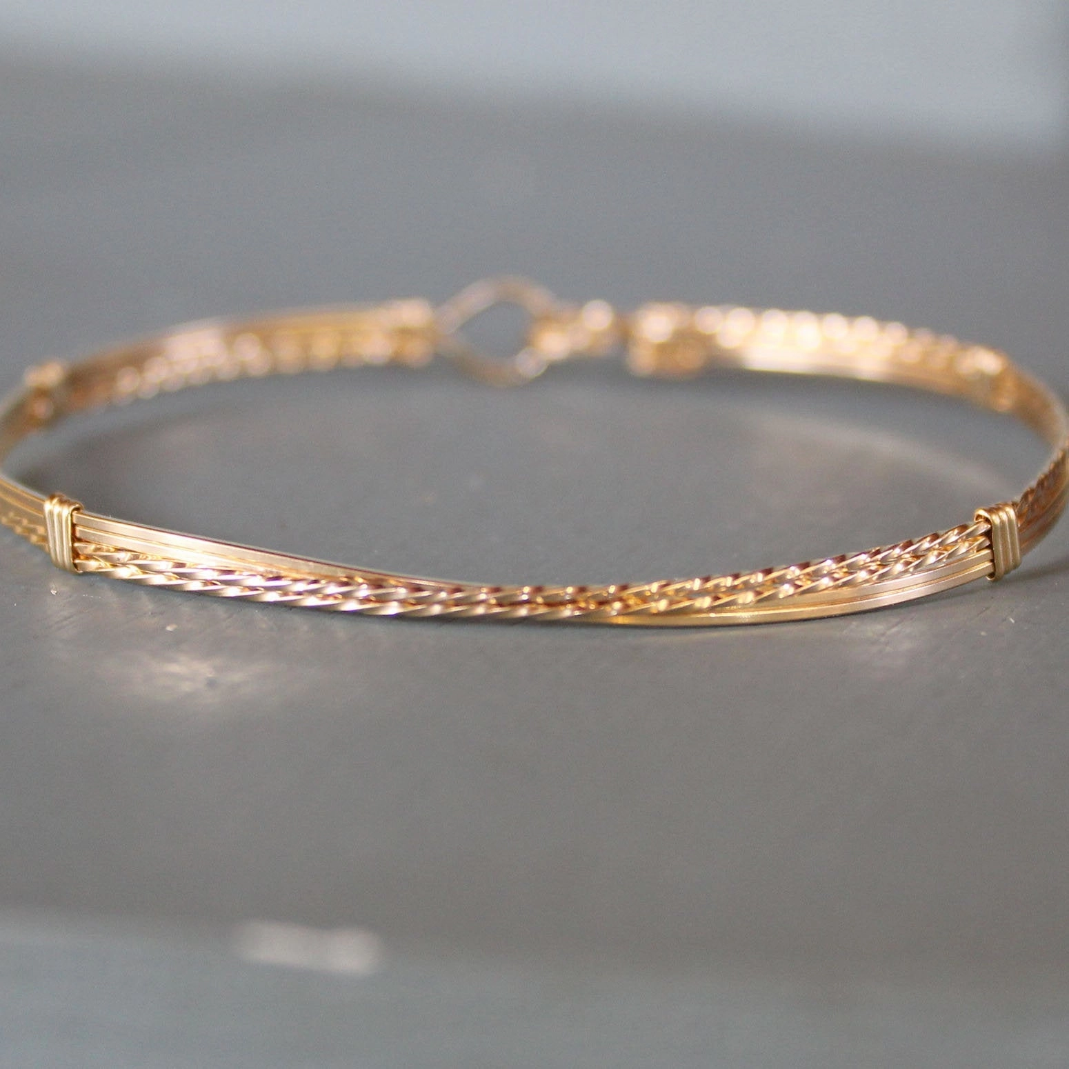 tailored look 14kt Gold Filled Crossover Wire Wrapped Stackable Bracelet  SSTTco