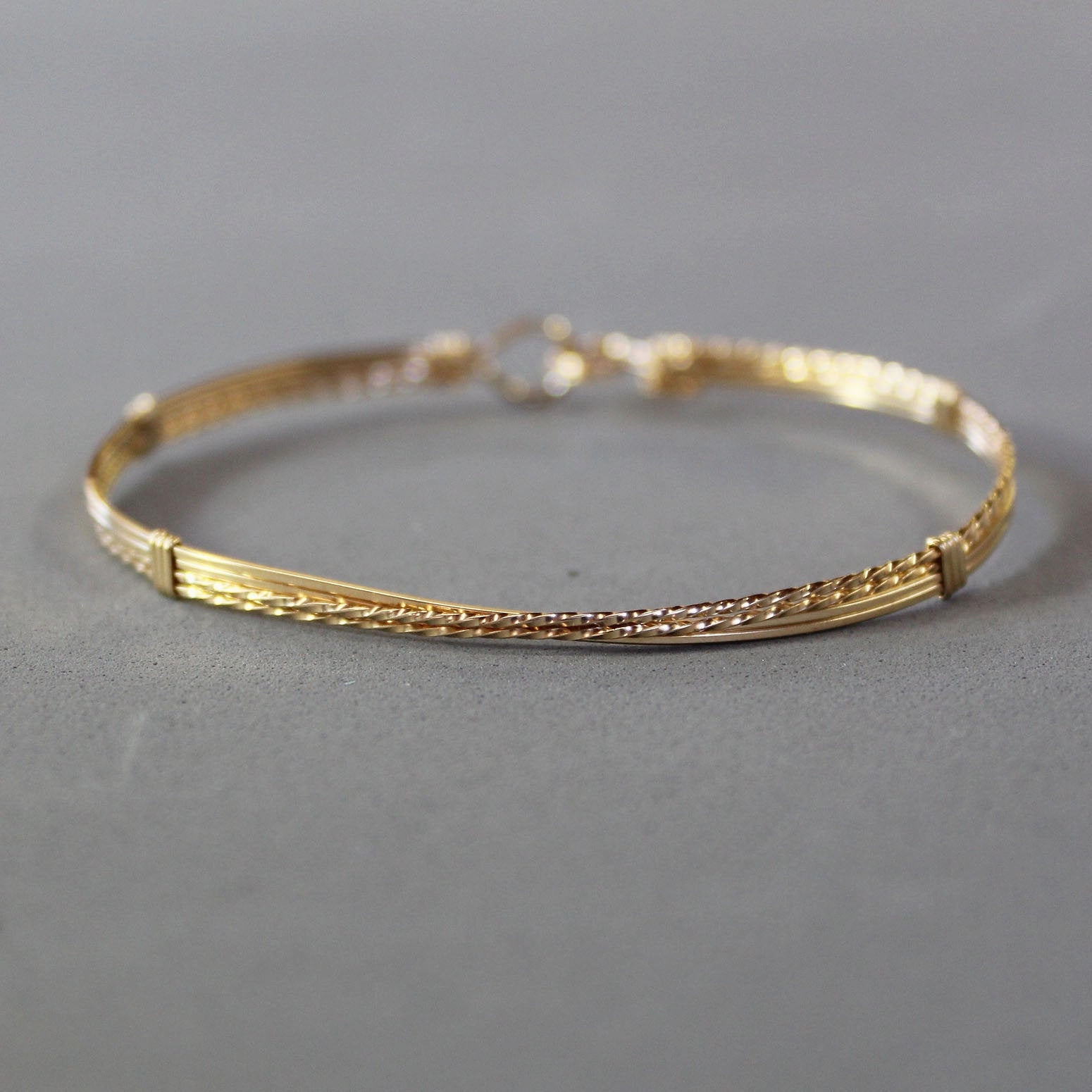 Timelessly Focused 14kt Gold Filled Crossover Wire Wrapped Stackable Bracelet  SSTTco