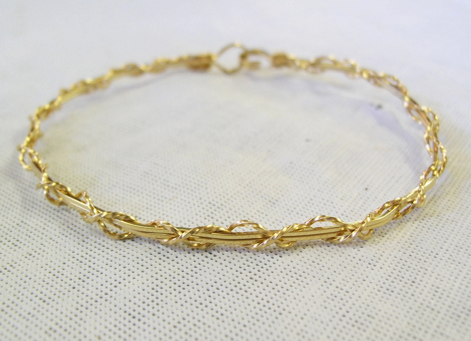 14kt Gold Filled Thin Criss-Cross Stackable Wire Wrapped Bangle Bracelet  SSxx Cultural Heritage Confidence Builder