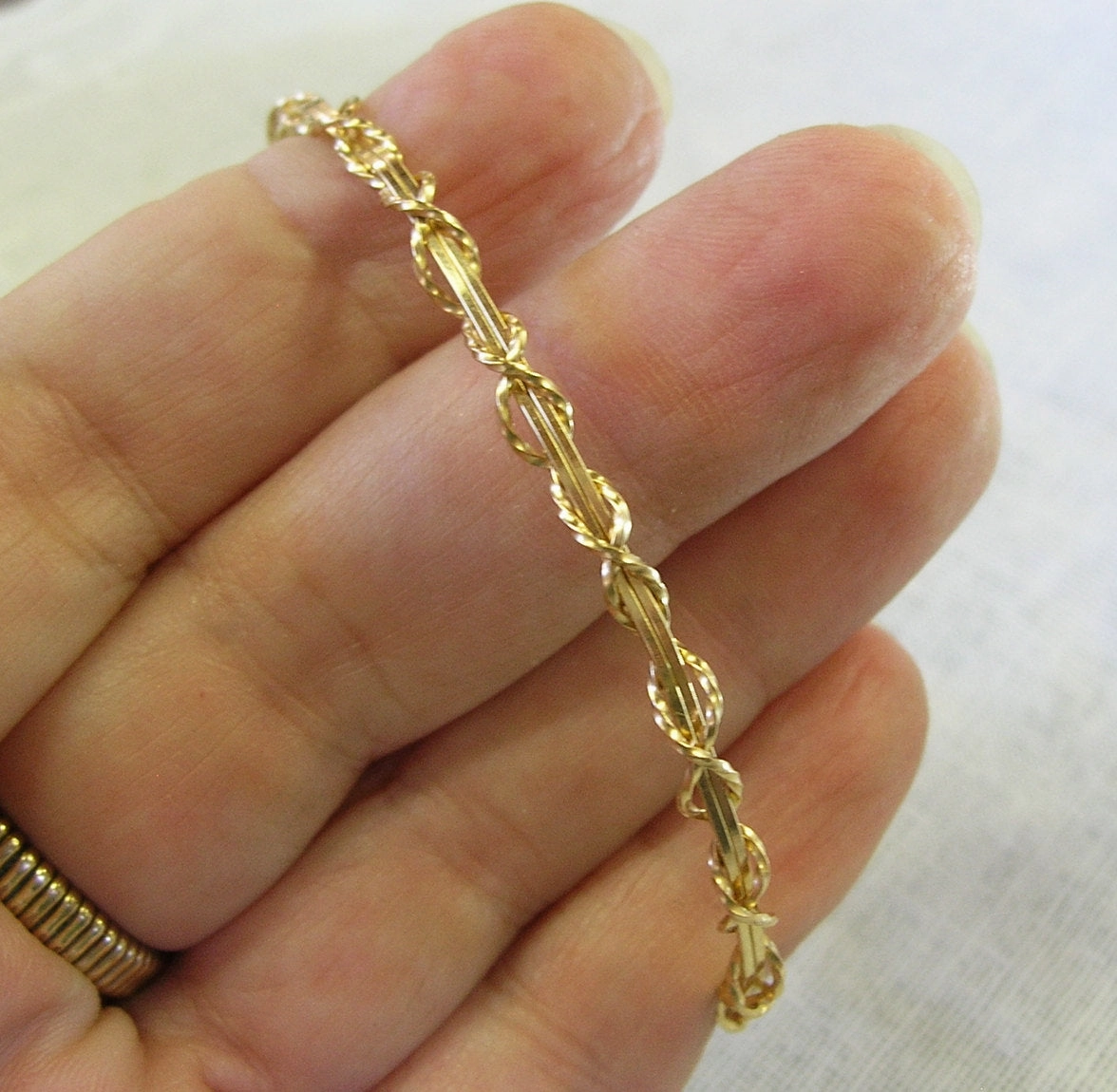 14kt Gold Filled Thin Criss-Cross Stackable Wire Wrapped Bangle Bracelet  SSxx Ever After View
