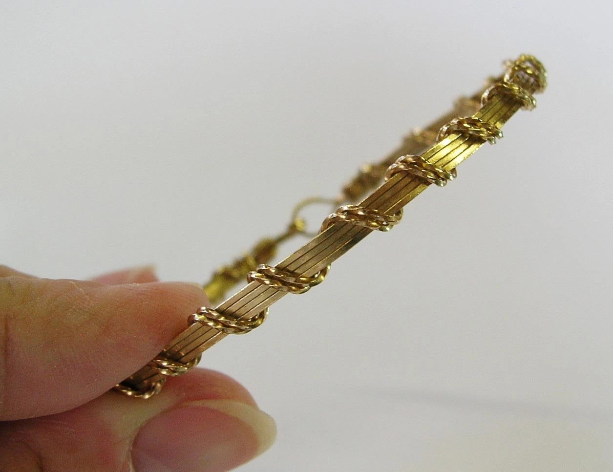 Cross-Cultural Mixes Delightful Amalgamation 14kt Gold Filled Wire Double Overwrapped Stackable Bracelet  SSSS2wa
