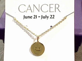 16" - 18" Gold Plated Sterling Cancer Zodiac Necklace Professional Accent