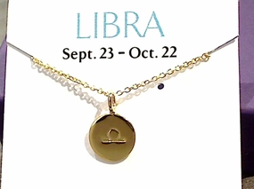Caring Accent 16" - 18" Gold Plated Sterling Libra Zodiac Necklace