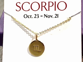 16" - 18" Gold Plated Sterling Scorpio Zodiac Necklace Fall Accent