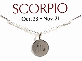 16" - 18" Sterling Silver Scorpio Zodiac Necklace Lively Charm Artful Style