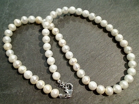 Outdoor Look Business Woman 16" White Pearl 6mm Necklace, Sterling Silver Clasp