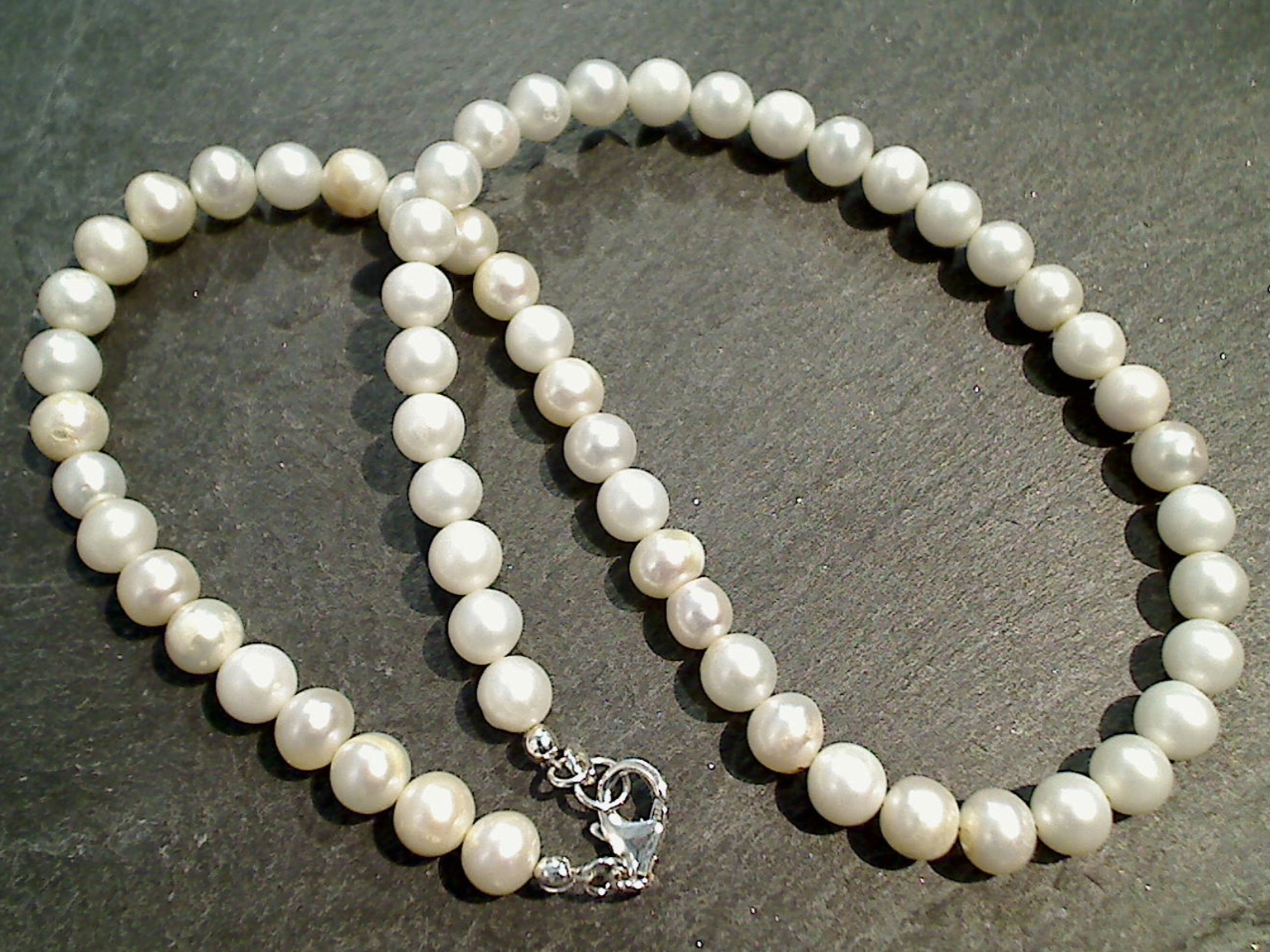 Outdoor Look Business Woman 16" White Pearl 6mm Necklace, Sterling Silver Clasp