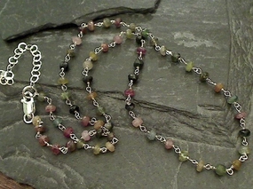 Anniversary Present Wonderful Style 18" - 20" Tourmaline, Sterling Silver Necklace