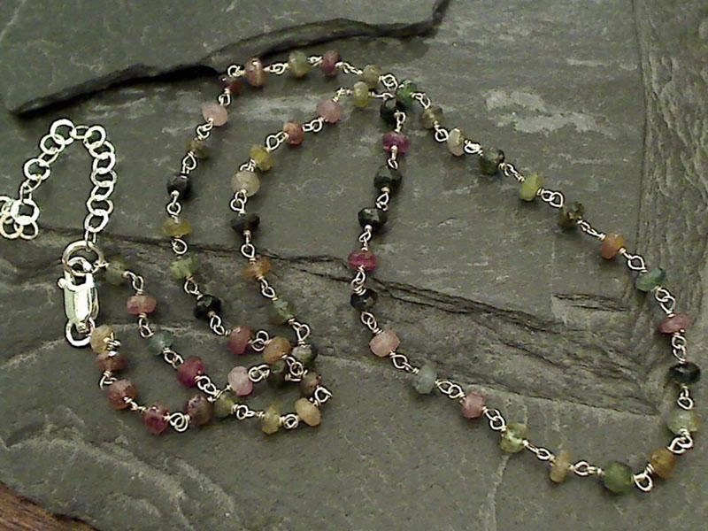 Anniversary Present Wonderful Style 18" - 20" Tourmaline, Sterling Silver Necklace