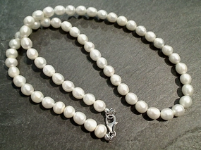 18" White Pearl 6mm Necklace, Sterling Silver Clasp Simple Elegance Superior Item