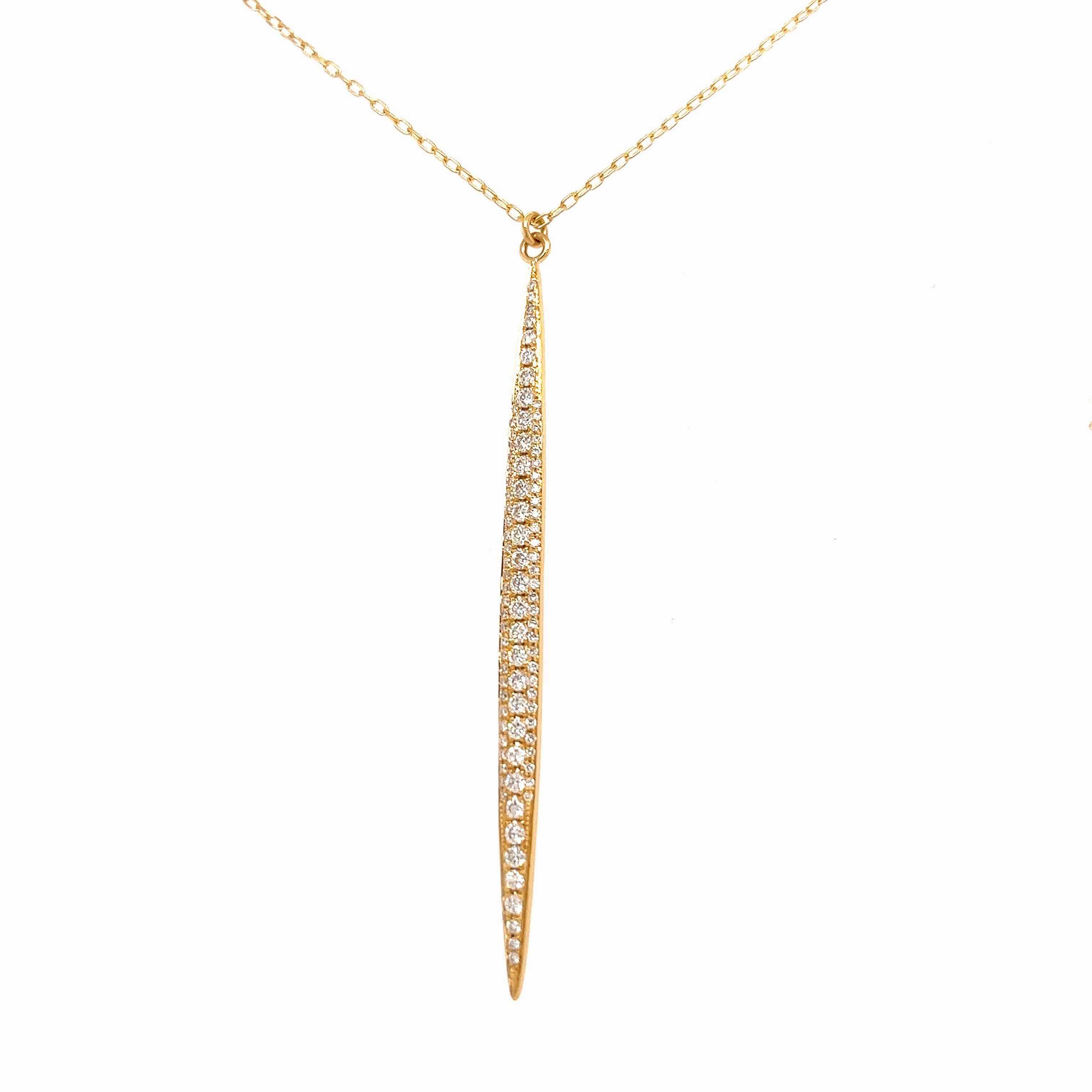 18K Yellow Gold Round Shape Diamond Drop Necklace (0.63ctw) Conflict Free Jewelry