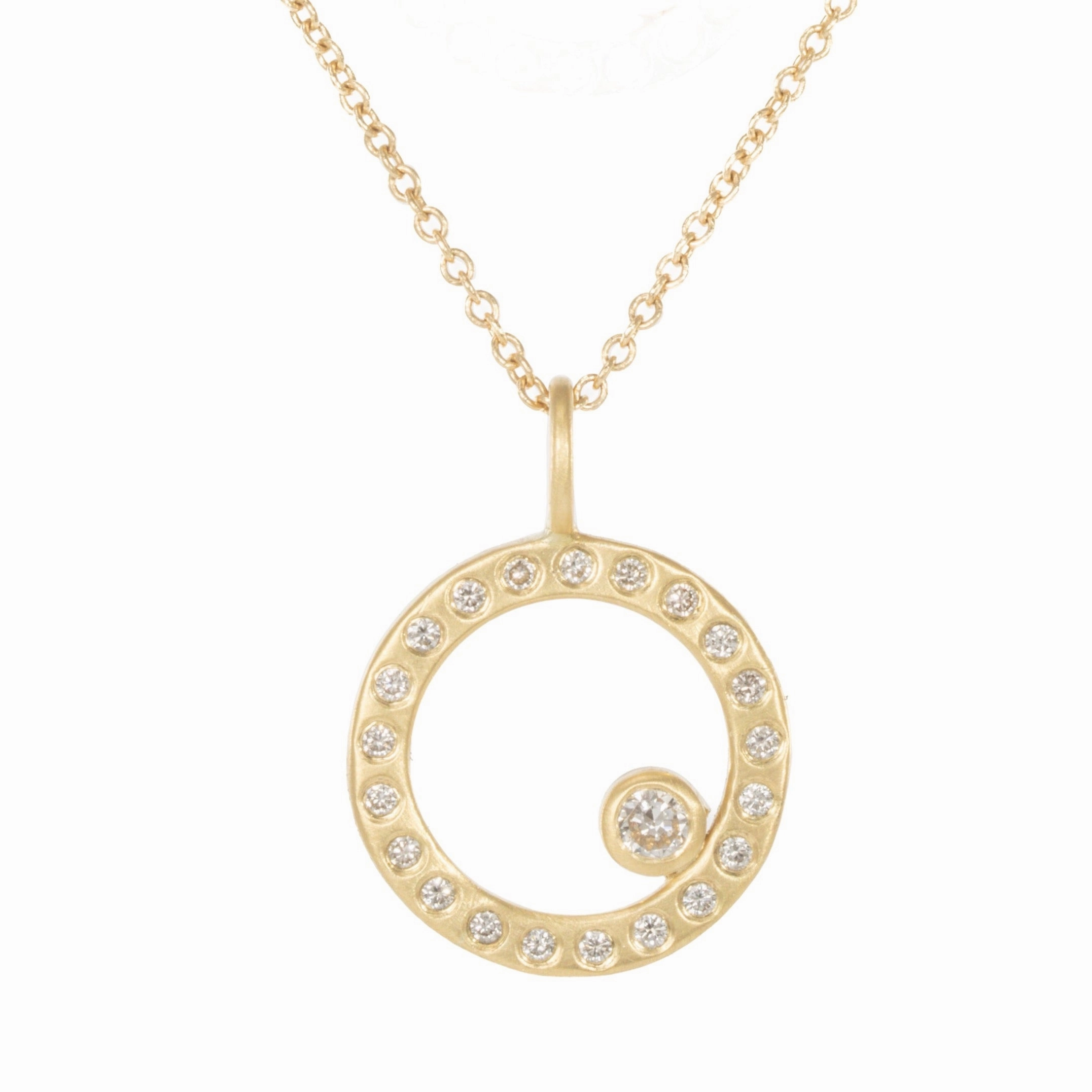 Personalized Ornament Chic Night 18ky Gold Everyday Scattered Diamond Pendant on 14k Gold Chain - 18k/14k Gold   VS White Diamonds
