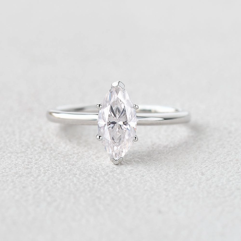 Signature Accent Elegant Vibe 1.0ct Marquise Moissanite Classic Solitaire Ring