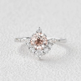 1.0ct Peachy Morganite Half Cluster Ring Timeless Gift