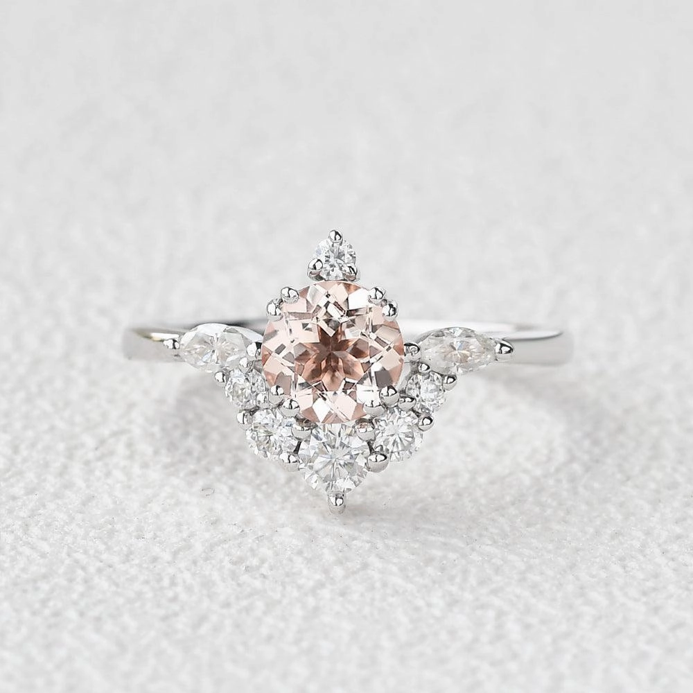 1.0ct Peachy Morganite Half Cluster Ring Timeless Gift