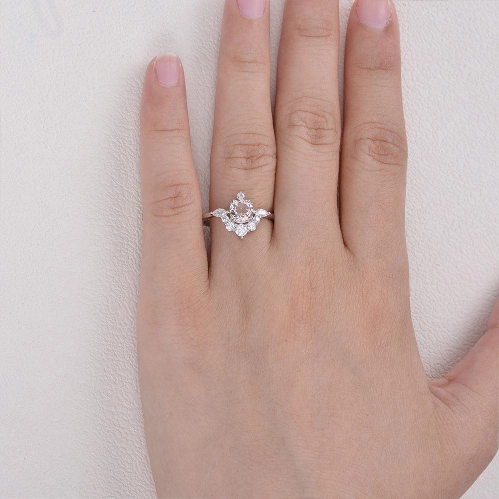 1.0ct Peachy Morganite Half Cluster Ring Occasion Accent