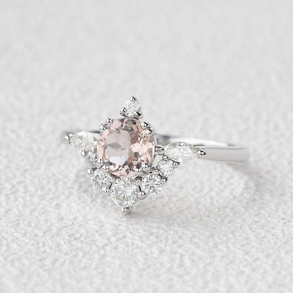 Ethereal Detail 1.0ct Peachy Morganite Half Cluster Ring