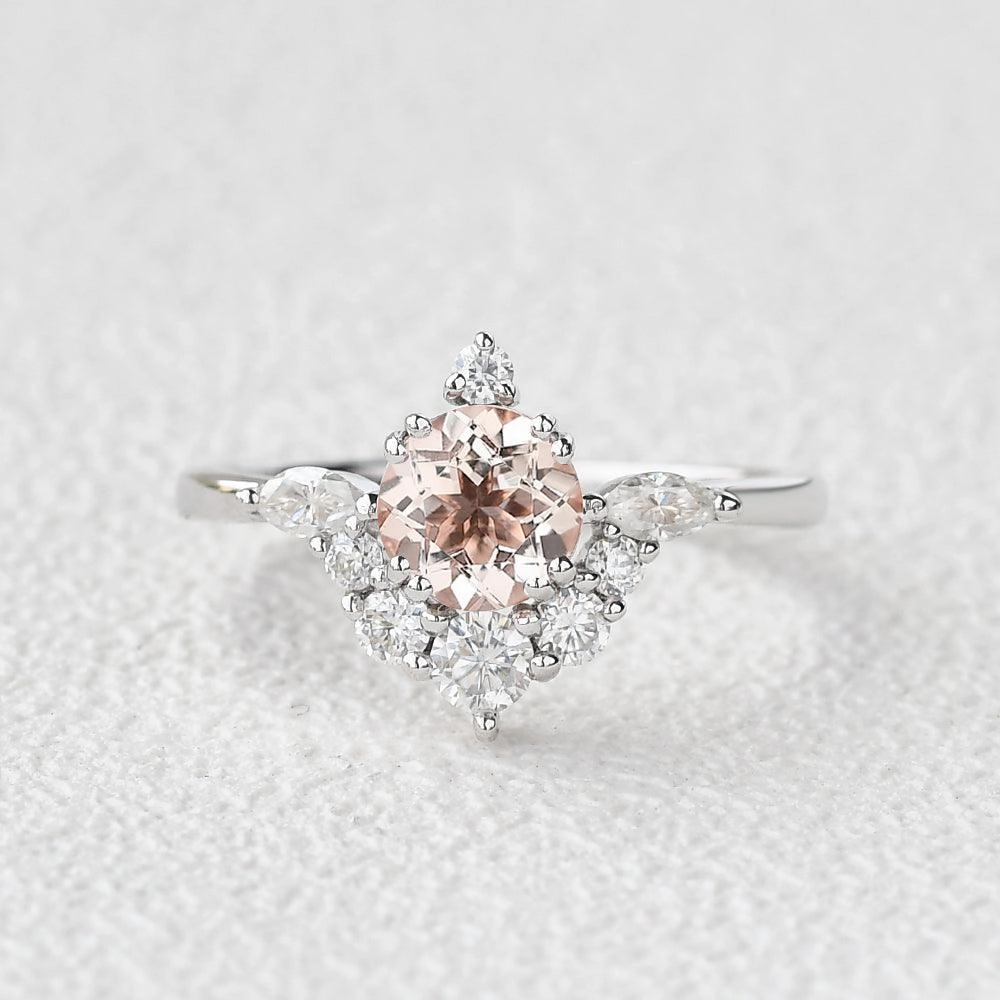 1.0ct Peachy Morganite Half Cluster Ring Precious Touch Night Out Look