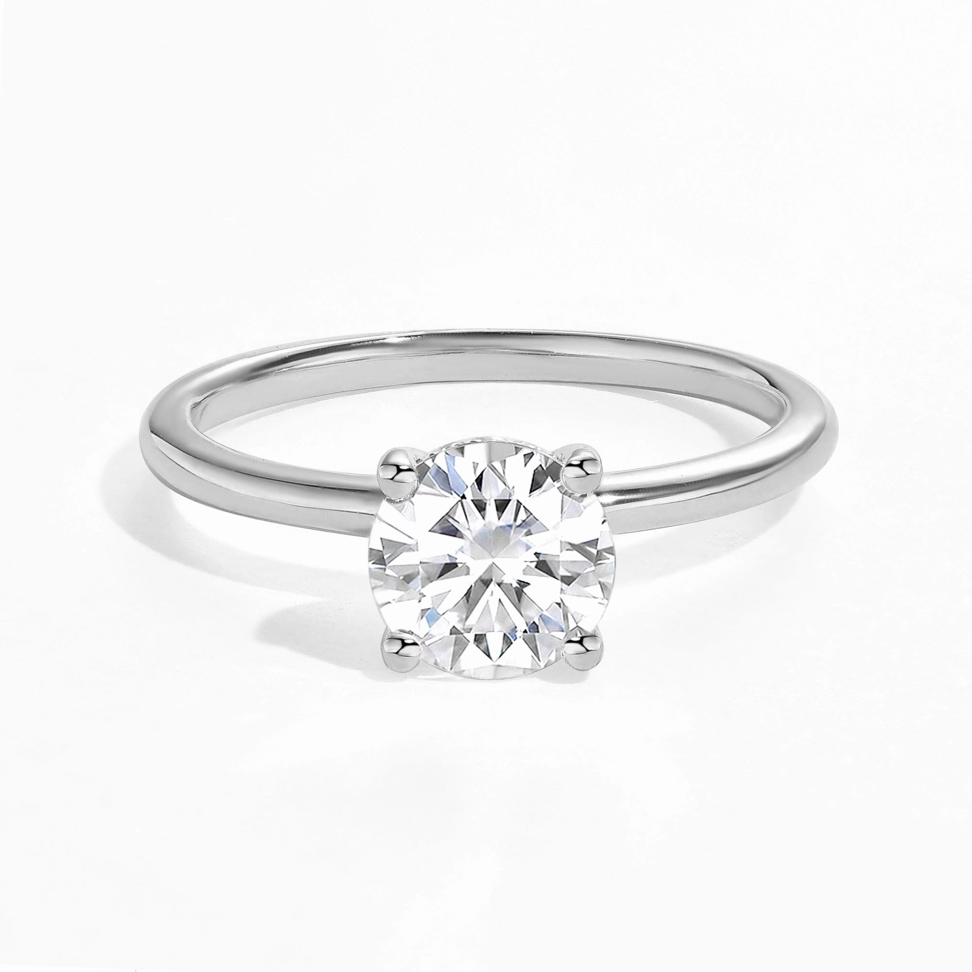 Seasonal Look Tasteful Accent 1.0ct Round Cut Moissanite Classic Hidden Halo Solitaire Ring