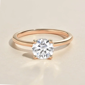 Dressed Look 1.0ct Round Cut Moissanite Classic Hidden Halo Solitaire Ring