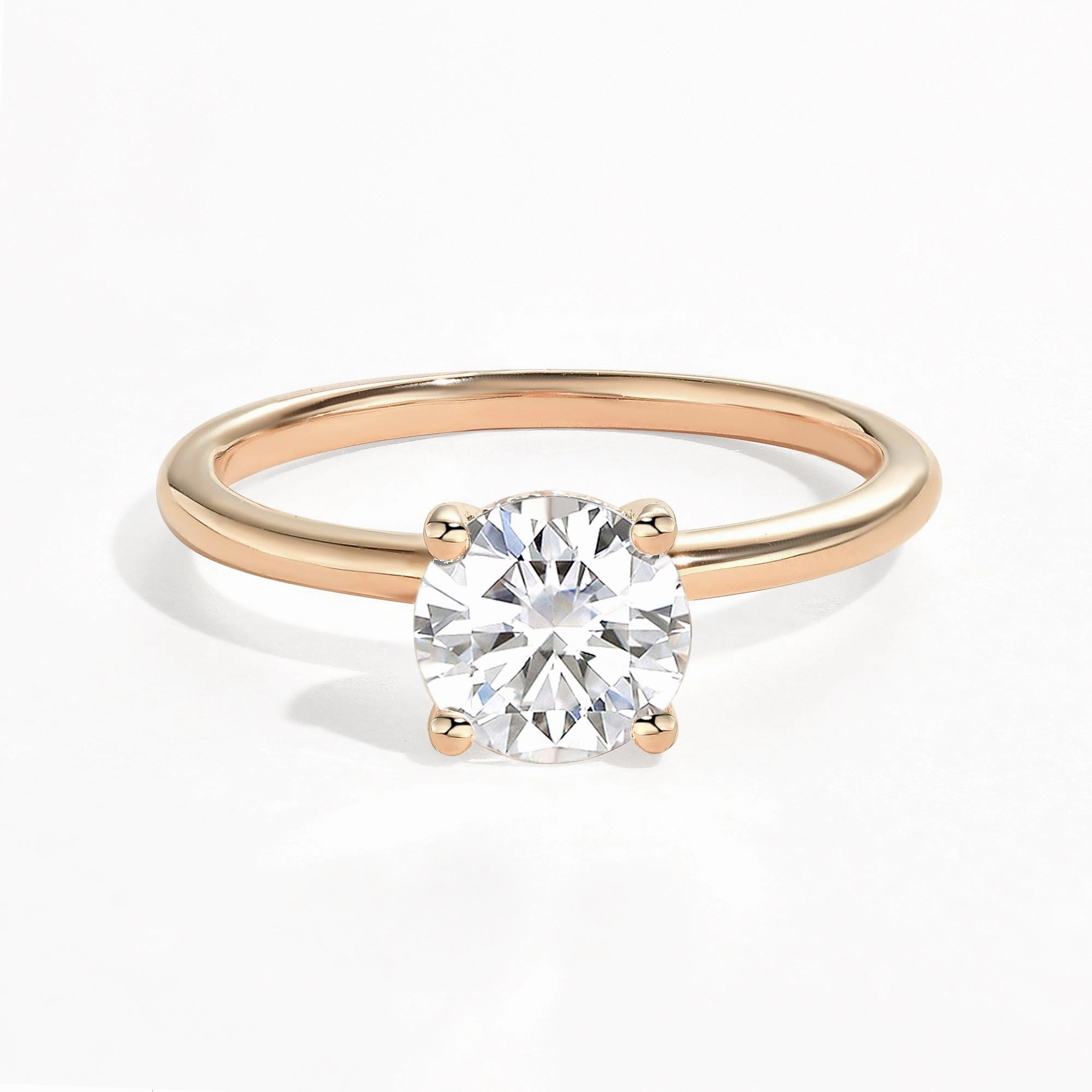 Artful Sparkle Artful Design 1.0ct Round Cut Moissanite Classic Hidden Halo Solitaire Ring