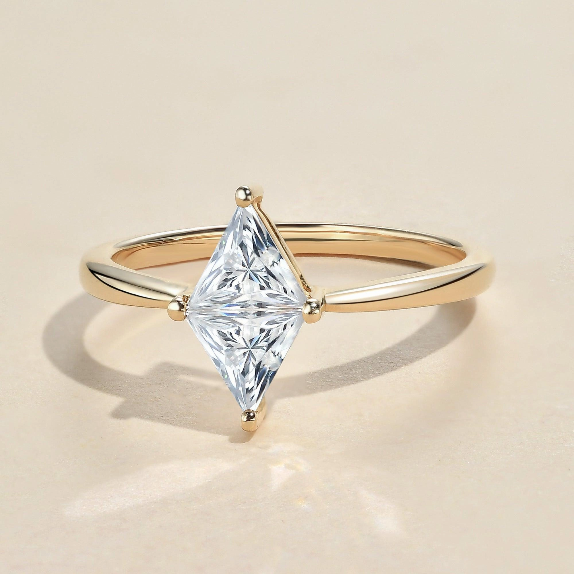 1.0ct Triangle Cut Moissanite Classic Solitaire Ring Night Shine