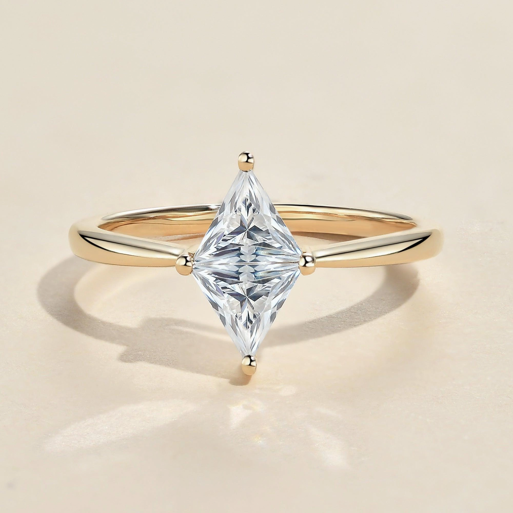 1.0ct Triangle Cut Moissanite Classic Solitaire Ring Delicate Detail