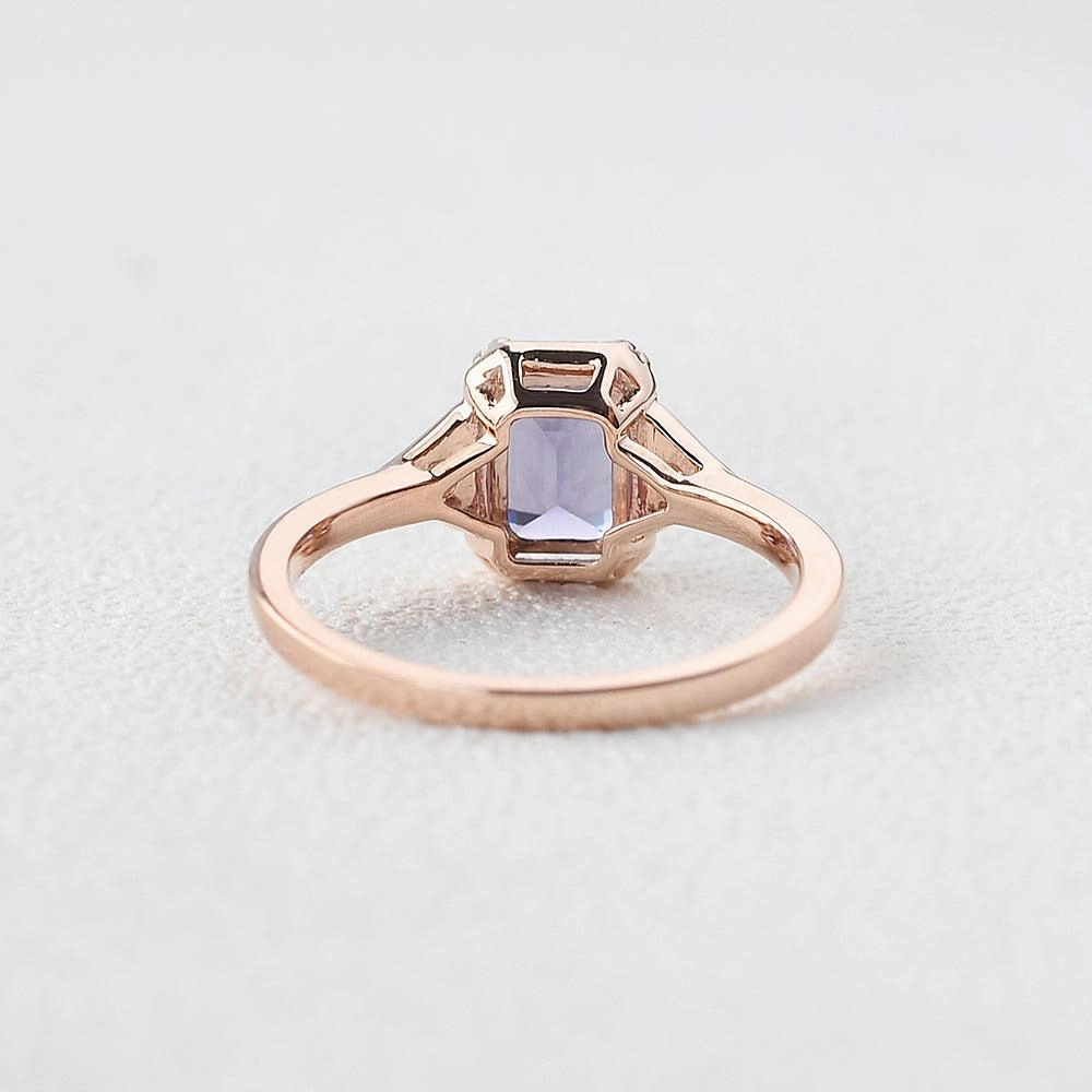 1.5ct Emerald Cut Amethyst Geometric Ring Modern Spark Evening Accessory